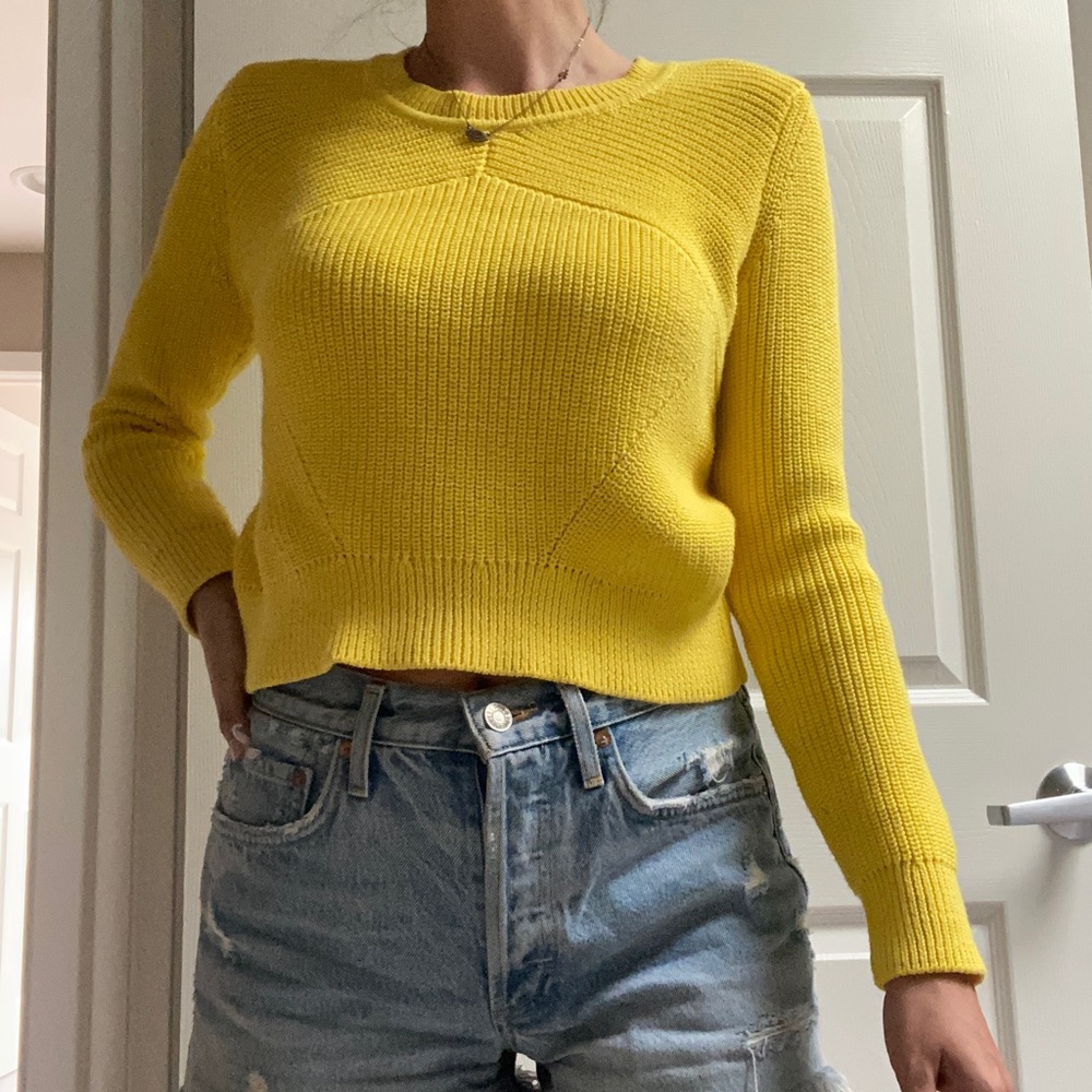 Sandro Paris XS yellow cropped sweater
